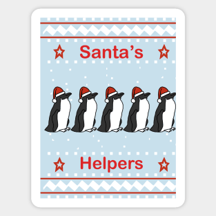 Santas Helpers Christmas Sweaters Penguins Sticker